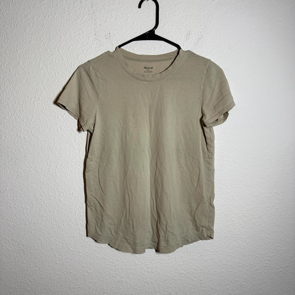 Madewell T Shirt Womens Small Taupe Crew Neck Streetwear Casual Outdoor Everyday